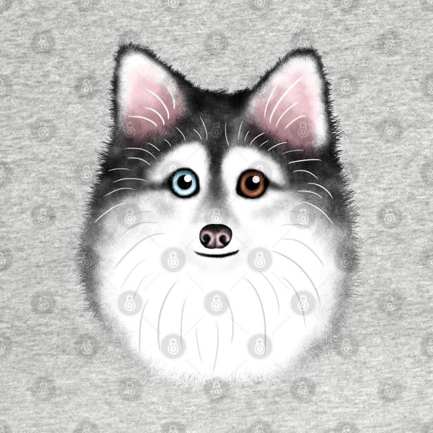 Grey and White Pomsky by illucalliart